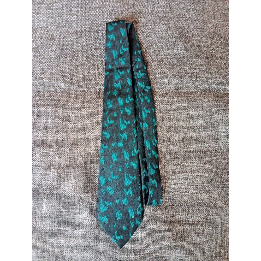 Tie 70s 80s 90s Y2K Mens Sabina Skinny Green Black 3 Wide 57 Long